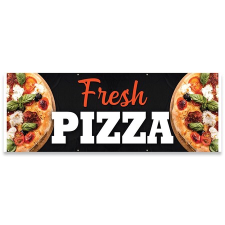 Signmission Fresh Pizza Banner Concession Stand Food Truck Single Sided B-96-30065